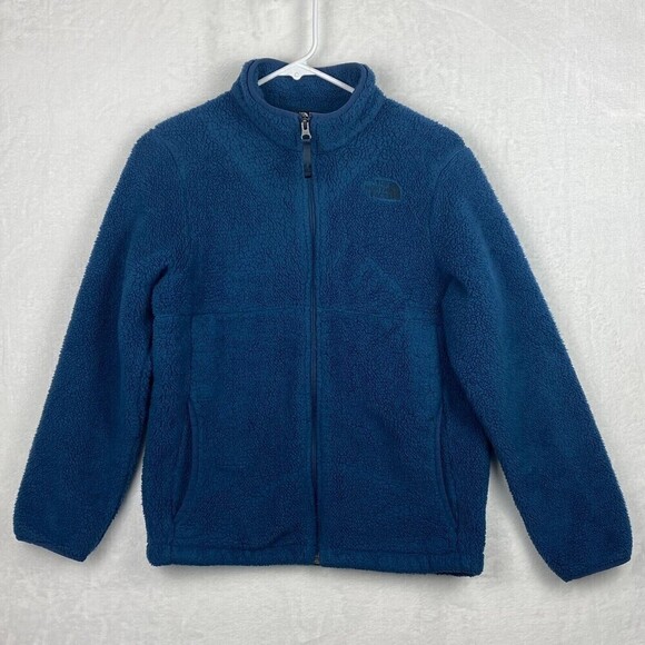 The North Face Fleece Jacket Kids Large Blue Sherpa Full Zip Pockets Casual Boys - Picture 1 of 13